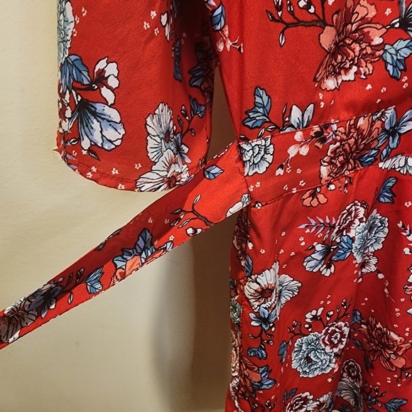 Japna red floral Casual One Piece Tie Back  romper size s - Picture 4 of 14